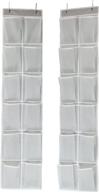 👞 simplehouseware 24 pocket - 2 pack over door hanging shoe organizer with 12 spacious pockets, grey логотип