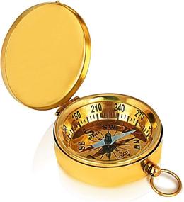 img 4 attached to 🧭 Solid Brass Classic Pocket Size Camping Compass - 1.75 Inch Hiking Climbing Biking Hunting Survival Compass - Outdoor Navigation Directional Nautical Compass - Unique Birthday Gifts for Kids