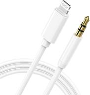 сертифицированный apple mfi кабель aux для iphone 12/11/xs/xr/x 8 7 - lightning на аудио кабель 3.5 мм aux для машины, колонок, домашнего стерео, наушников - 3.3ft белый логотип