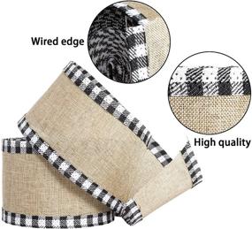 img 2 attached to 🎁 ATRBB Buffalo Plaid Wired Edge Ribbons - Black and White Checkered Burlap Craft Ribbon for Wrapping, Bows, and Christmas Decor - 2 Rolls (2.5"x 6 Yards)