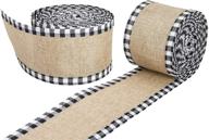 🎁 atrbb buffalo plaid wired edge ribbons - black and white checkered burlap craft ribbon for wrapping, bows, and christmas decor - 2 rolls (2.5"x 6 yards) logo