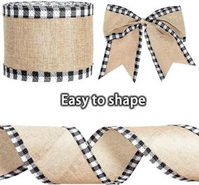 img 1 attached to 🎁 ATRBB Buffalo Plaid Wired Edge Ribbons - Black and White Checkered Burlap Craft Ribbon for Wrapping, Bows, and Christmas Decor - 2 Rolls (2.5"x 6 Yards)