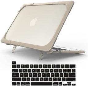 img 4 attached to 📱 May Chen MacBook Pro 13 inch Case A2338 M1/A2289/A2251 2020 Release - Heavy Duty Slim Hard Shell Dual Layer Protective Cover with Fold Kickstand - Pro 13" Touch Bar Fits Touch ID - Khaki