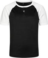 stylish henley sleeve summer t shirt: embrace fashionable comfort! logo