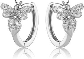 img 4 attached to 🐝 Hypoallergenic Richapex Insect Bee Hoop Earrings with Cute Cubic Zirconia