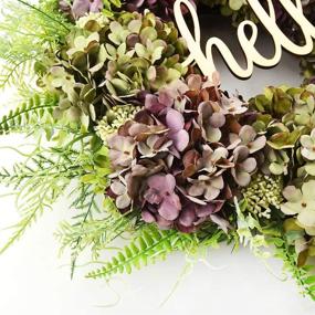 img 3 attached to 🌸 Handmade Hydrangea Wreaths for Front Door – Outdoor Summer and Fall Spring Hello Wreath with Rustic Farmhouse Style, Grapevine Base – Window Decoration, 21 inches