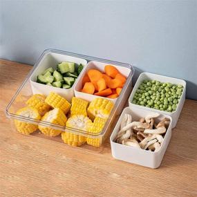 img 1 attached to 🍱 Minesign Refrigerator Organizer Bins: Divided Food Storage Containers with Removable Boxes and Lids for Neat and Easy Snack Organization in Your Fridge