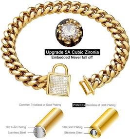 img 2 attached to 🐶 PRADOG 14mm Gold Metal Dog Collar with Zirconia Locking - Luxury Bling Necklace for XSmall, Small, Medium, and Large Dogs