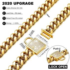 img 1 attached to 🐶 PRADOG 14mm Gold Metal Dog Collar with Zirconia Locking - Luxury Bling Necklace for XSmall, Small, Medium, and Large Dogs