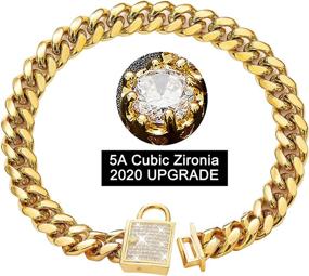 img 4 attached to 🐶 PRADOG 14mm Gold Metal Dog Collar with Zirconia Locking - Luxury Bling Necklace for XSmall, Small, Medium, and Large Dogs