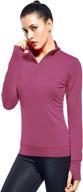 🏃 women's quarter zip long sleeve running pullover with thumb hole - workout tops for enhanced performance логотип