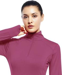 img 1 attached to 🏃 Women's Quarter Zip Long Sleeve Running Pullover with Thumb Hole - Workout Tops for Enhanced Performance