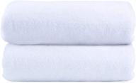 🛀 set of 2 microfiber fleece bath towels - 30" x 60" - absorbent & fast-drying, extra large towel for hair, swimming, fitness, spa, yoga, pool - white logo