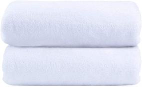 img 4 attached to 🛀 Set of 2 Microfiber Fleece Bath Towels - 30" x 60" - Absorbent & Fast-Drying, Extra Large Towel for Hair, Swimming, Fitness, Spa, Yoga, Pool - White