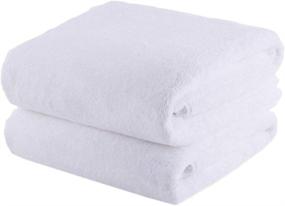 img 3 attached to 🛀 Set of 2 Microfiber Fleece Bath Towels - 30" x 60" - Absorbent & Fast-Drying, Extra Large Towel for Hair, Swimming, Fitness, Spa, Yoga, Pool - White