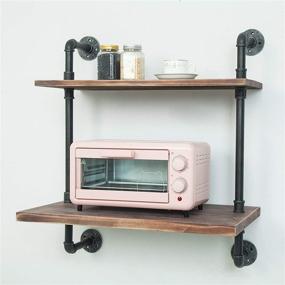 img 2 attached to 🔧 Versatile Industrial Retro Wall Mount Iron Pipe Shelves: Organize and Maximize Kitchen Space with a Wall Mounted Microwave Oven Rack, Storage Organizer for Kitchen Appliances, Utensils, Spices, and More!