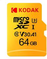 kodak 64gb micro sd card, high speed memory card, up to 100mb/s read speed, 4k video recording, microsdxc uhs-i a1 u3 class 10 tf card for nintendo switch, wyze cam, and drone logo