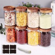 🍯 saiool stackable kitchen canisters set of 8, high borosilicate glass cylinder airtight food storage, easy sorting for tea, flour, candies, and grains with crystal clarity логотип