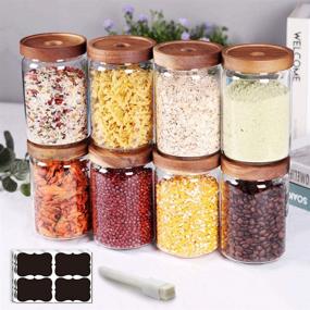 img 4 attached to 🍯 SAIOOL Stackable Kitchen Canisters Set of 8, High Borosilicate Glass Cylinder Airtight Food Storage, Easy Sorting for Tea, Flour, Candies, and Grains with Crystal Clarity