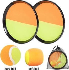 img 3 attached to Doyro Paddle Toss Ball and Catch Game Set - Sticky Paddle Catch Ball Set for Kids and Adults