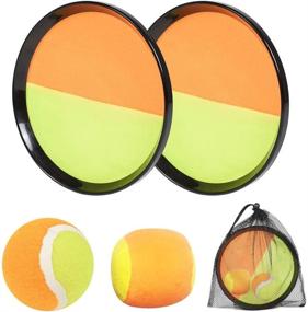 img 4 attached to Doyro Paddle Toss Ball and Catch Game Set - Sticky Paddle Catch Ball Set for Kids and Adults