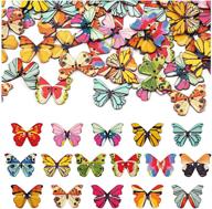 🦋 vibrant 200pcs diy wooden animal buttons - colorful butterfly buttons for crafts sewing - 2 holes wood animal cartoon decorative buttons logo