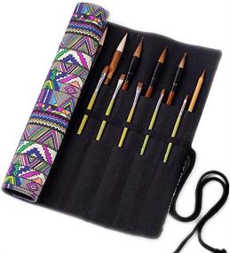 img 4 attached to 🎨 LaVenty Boho Roll Up Paint Brush Holder - Painting Organization and Storage | Artist Canvas Roll Pouch Bag for Makeup Brushes | Case Organizer (Brushes Not Included)