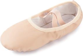 img 2 attached to Girls' Athletic VICVIK Leather Ballet Shoes