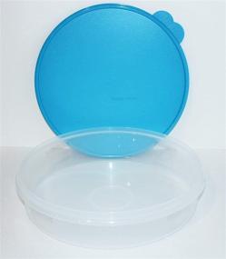 img 1 attached to 🥧 Tupperware 12-inch Pie Round Keeper and Cake Taker in Aqua Blue