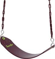 🌳 swurfer classic playground belt tree swing | pinch-free rubber coated 66 inch metal hanging chains | 250lb capacity | ages 4+ | brown логотип