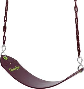 img 4 attached to 🌳 Swurfer Classic Playground Belt Tree Swing | Pinch-Free Rubber Coated 66 Inch Metal Hanging Chains | 250lb Capacity | Ages 4+ | Brown