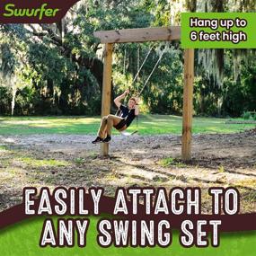 img 3 attached to 🌳 Swurfer Classic Playground Belt Tree Swing | Pinch-Free Rubber Coated 66 Inch Metal Hanging Chains | 250lb Capacity | Ages 4+ | Brown