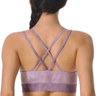 🔥 rocorose women's mesh strappy sports bra – light support, wirefree, removable cups, crisscross back – soft and sexy yoga bra logo