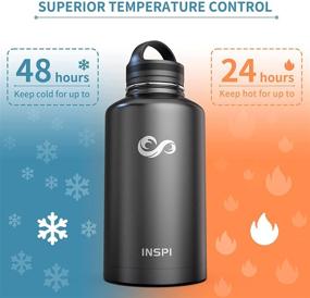 img 3 attached to 🥤 INSPI 64oz Insulated Water Bottle: Stainless Steel Flask with Straw Spout Handle Lid, Half Gallon Thermos Canteen for Long-Lasting Cold or Hot Liquids, Black