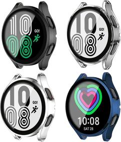 img 4 attached to 📱 JZK [4 шт] Защитный чехол-протектор экрана Samsung Galaxy Watch 4 44 мм - Всеобъемлющая защитная оболочка для аксессуаров Galaxy Watch 4 - Черный, Прозрачный, Серебряный, Синий