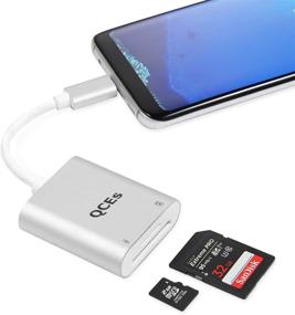 img 1 attached to QCEs USB-C Memory Card Reader: совместимый с Thunderbolt 3 для MacBook Pro 2019, MacBook Air/iPad Pro 2019/2018, Galaxy S10/S9, Surface Book 2 и других устройств.