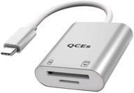 qces usb-c memory card reader: совместимый с thunderbolt 3 для macbook pro 2019, macbook air/ipad pro 2019/2018, galaxy s10/s9, surface book 2 и других устройств. логотип
