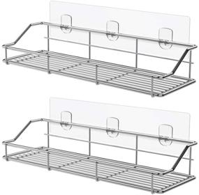 img 4 attached to 🛁 SUS304 Stainless Steel Rustproof Wall Mounted Shelf Organizer - 2 Pack: ODesign Adhesive Bathroom Caddy, Kitchen Spice Rack, Shower Storage Solution, No Drilling Required