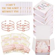 36-piece bridesmaids proposal gift set: 6 proposal boxes, 6 love knot 🎁 bracelets with i can't tie the knot cards, and 18 no crease hair ties logo