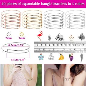 img 1 attached to 💍 Flasoo 300Pcs Expandable Bangle Bracelets with Charms: 20 Bangles, 30 Jewelry Charms, 50 Charm Pendants, 200 Jump Rings – Perfect DIY Craft Jewelry Making Set