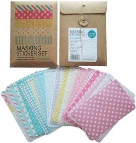 img 2 attached to 🎭 Decorative Patterns Masking Sticker Set (3 Sets) with Solid Tin, Basic, and Pastel Designs