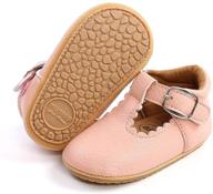 👠 hulyka baby girls mary jane flats - non-slip rubber sole princess dress shoes for infants & toddlers - first walkers sneakers logo