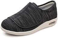 👣 youyun non slip diabetic shoes for elderly women - adjustable closure, breathable & lightweight, x-wide width, ideal for swollen feet edema - black grey 9 logo