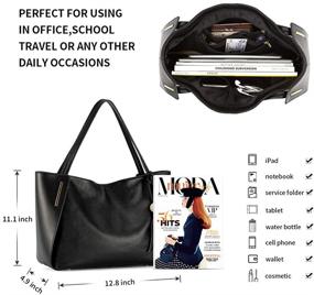 img 1 attached to 👜Женская сумка Kattee из натуральной кожи с декором кисточек - Стильные сумки с верхней ручкой