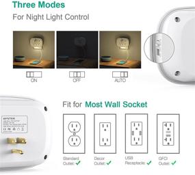 img 1 attached to 🔌 Розетка-удлинитель KPSTEK с портами USB C, ночным светом и USB-зарядкой для настенной розетки - идеальное решение для домашнего офиса, основных аксессуаров для общежитий.