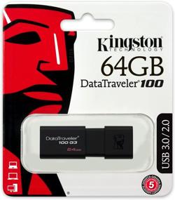 img 1 attached to Kingston DataTraveler 64GB 100 G3 USB 3.0 (DT100G3/64GB) - Black