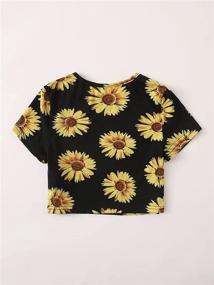 img 3 attached to SOLY HUX Sunflower Crop Top: Trendy Girl's Short Sleeve Tee for Stylish Summer Looks