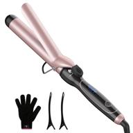 🔥 curling iron 1 1/2-inch: instant heat, dual voltage, tourmaline ceramic coating, glove included logo