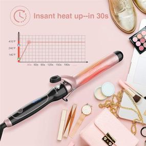 img 2 attached to 🔥 Curling Iron 1 1/2-inch: Instant Heat, Dual Voltage, Tourmaline Ceramic Coating, Glove Included