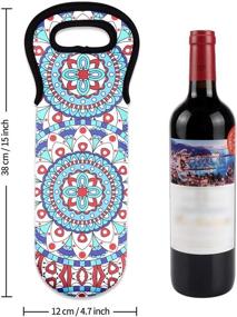 img 2 attached to 🍷 Durable Neoprene Wine Carrier Tote Bag with Bohemian Flower Design - Stylish and Protective Transport Bag for Champagne Bottles - Geometric Patterned Bottle Holder - Ideal for Travel (Bohemian-Set of 3)